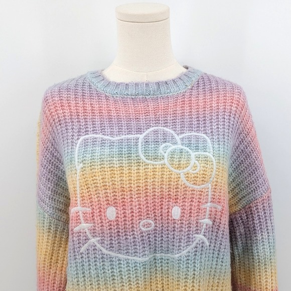 Hello Kitty Rainbow Pastel Knit Sweater – Size 1X Cozy Collab Forever 21 Plus - Picture 5 of 9